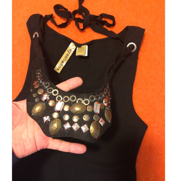 Eyeshadow black tank top removable embellished bib - Picture 4 of 8